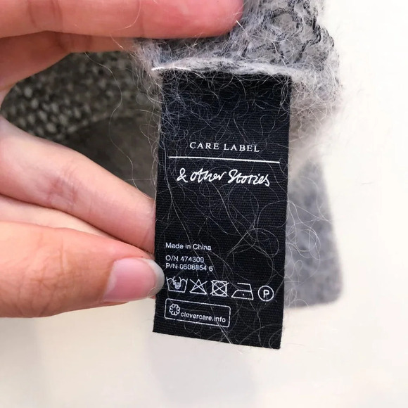 & Other Stories Mohair Wool Blend Boho Mock Neck Loose Knit Gray Sweater Small - Picture 8 of 10